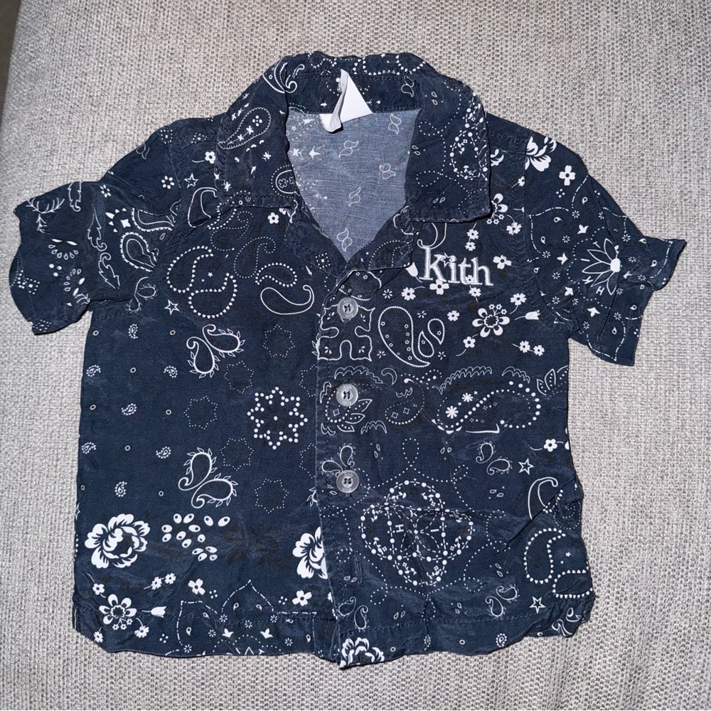 Kith Kids Dark Blue Floral Paisley Shirt